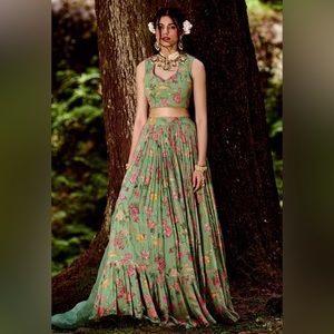 Stunning Paulmi and Harsh Embroidery Jungle Leaf Lehenga Set